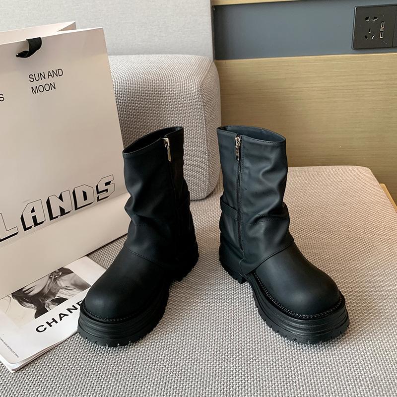 

Fat mm short boots retro Martin boots big tube circumference thicksoled trousers boots thick legs large size women s shoes to 35