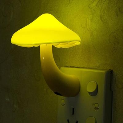 Warm New Yellow Mushroom Wall Socket Lights Room Decor Light-controlled Sensor LED Night Light Home Bedroom Decoration