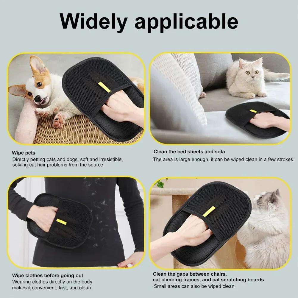 Pet Hair Remover Gloves for Cats Dogs Double Sided Grooming Brush Static Electricity Hair Removal Mitt Home Hair Scraper