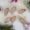 1Set Small Christmas Tree Ornament Glass Pinecones Acorns Christmas Pendant Glass Ornament 2024 Decoration Home Party New Year