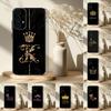 KING Queen Krone Buchstabe Handyhülle Für Samsung S 25,24,23,22,30,21,10,9,Ultra,Plus,Lite,FE,4,5G Schwarze Weiche Hülle