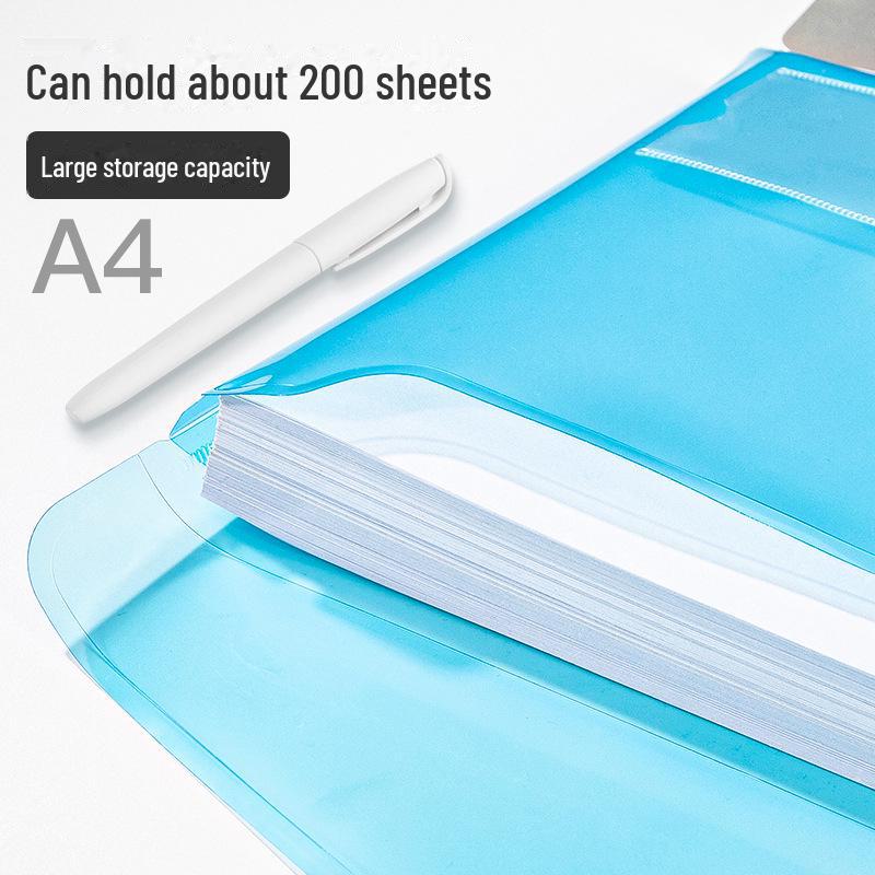 Transparent A4 PP File Bag with Label and Snap Closure for Document Storage and Organization