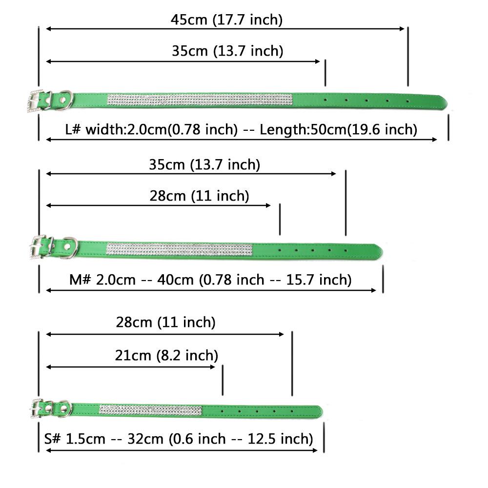 Shiny Leather Cat & Dog Collars with Diamond Candy Colors, Multi-Size Options