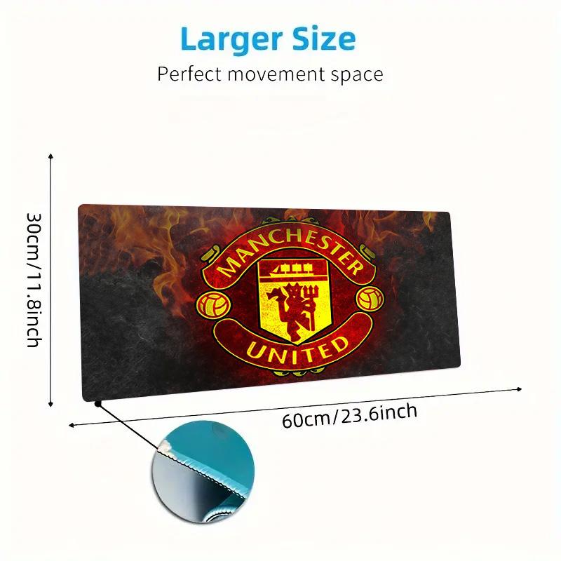 Man United3 Print Cushion Non-slip Laptop Tablet Big Mousepad XXL Mat Mini PC Playmat With Lock Edge