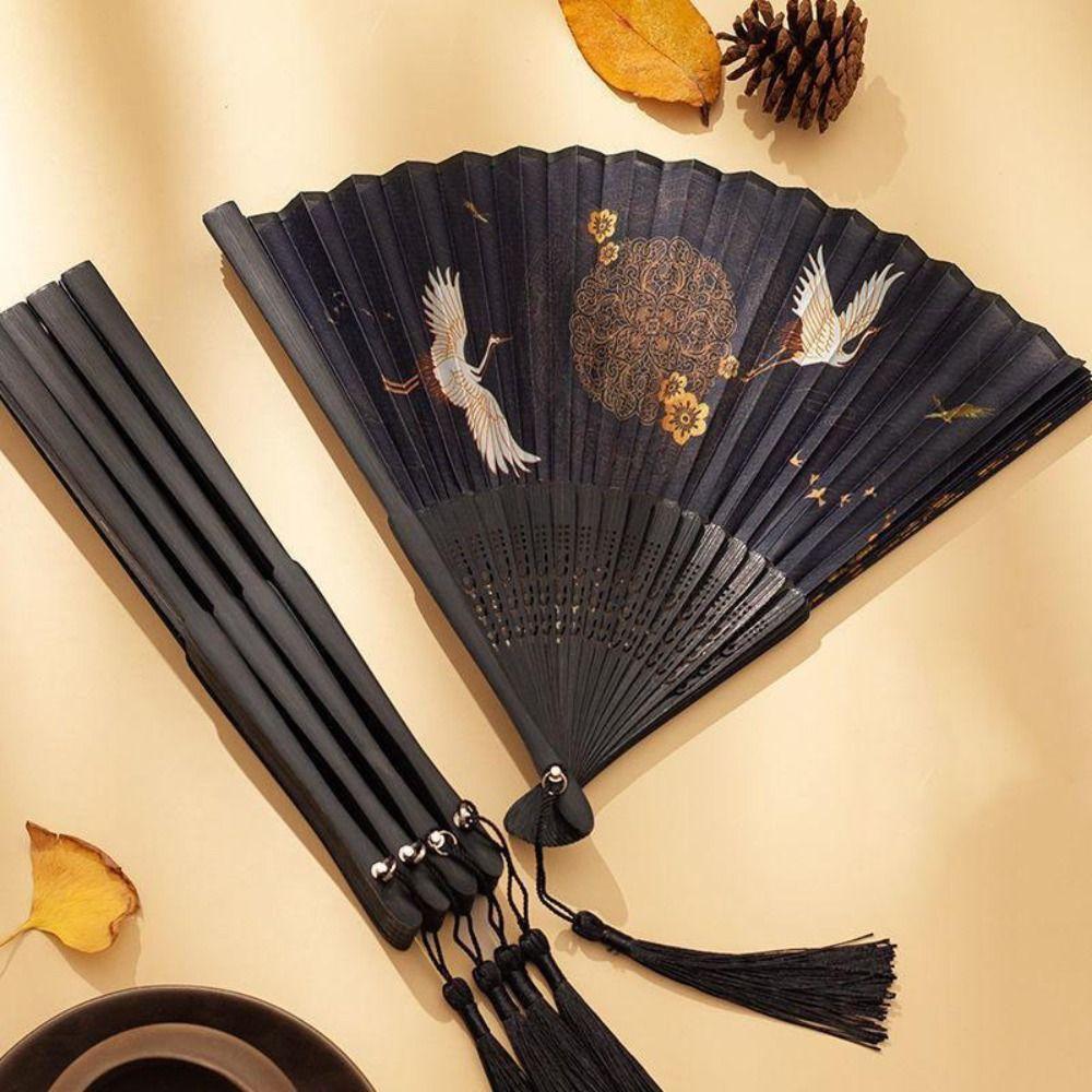 Folding Handheld Tassel Fan Summer Folding Fan Beautiful   Dance