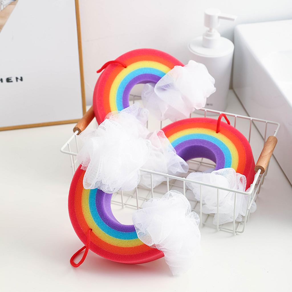 Ice Cream Bath Sponge Body Scrubber Exfoliating Loofah Mesh-Ball for Body Wash Bathroom Men Women Cleaning Accessories