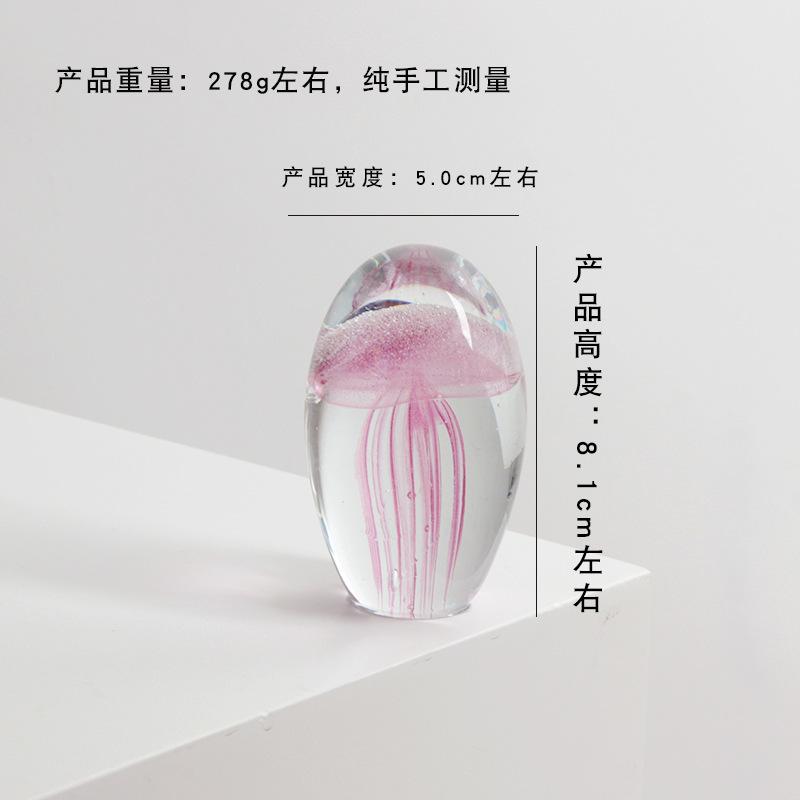 Hand‑made Colored Glaze Jellyfish Figurine Ocean Animal Paperweight Desktop Home Art Decor Ornament