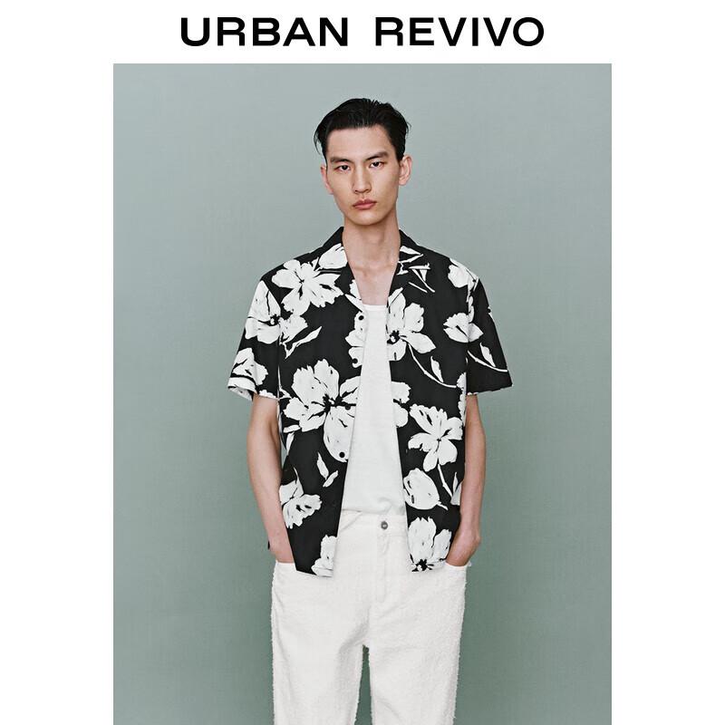 UR Men s 2025 Summer Color-block Print Casual Button-down Shirt XS