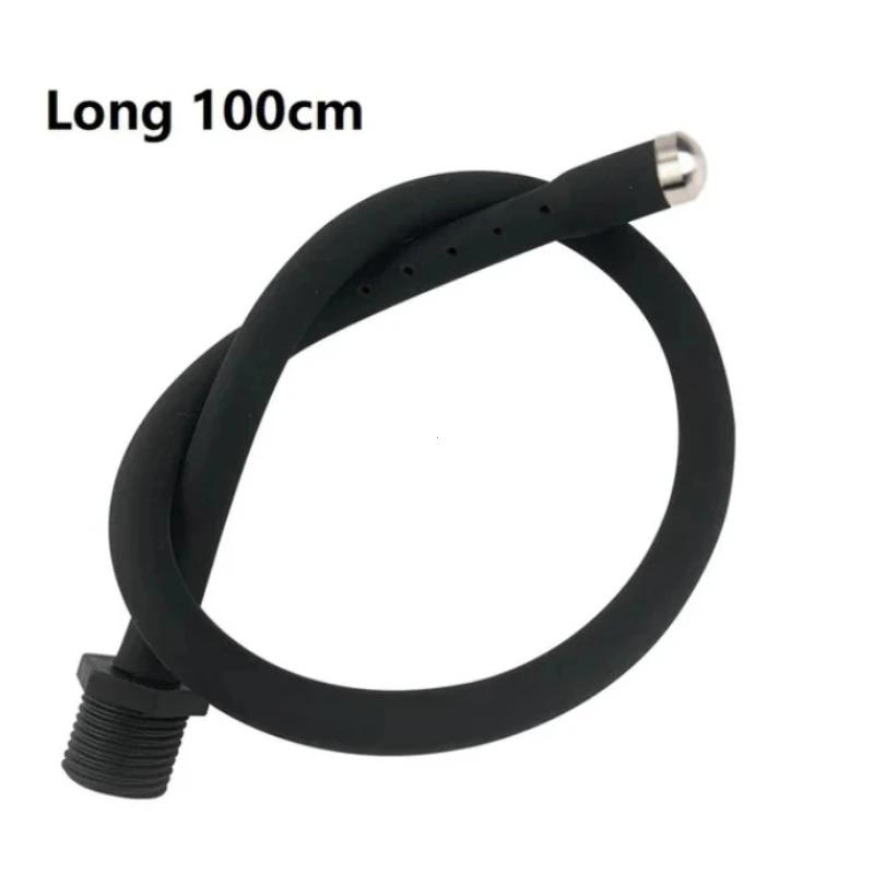 25 to 100cm Long Douche Silicone Enema Syringe 5 Holes Anal Enema Shower Cleaning Head Anal Beads Butt Plug Nozzle Tip Gay
