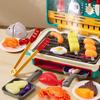 Electric Simulation BBQ Grill Toy With Spray Light Music Color Changing Food Pretend Play Kitchen Set For Kids Role Play