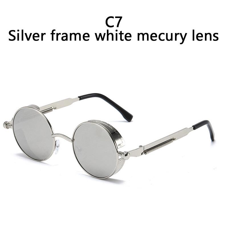 Gothic Steampunk Sunglasses Men Women Vintage Round Metal Frame Punk Style UV400 Sun Glasses Designer Brand