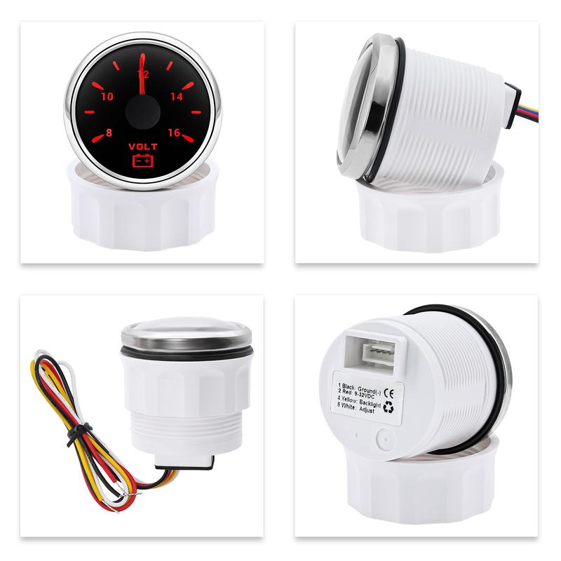 Universal 7-Color LED Backlight 52mm Digital Voltmeter For 12V Vehicles Car Boat Marine IP67 Waterproof Volt Gauge 8-16V Meter