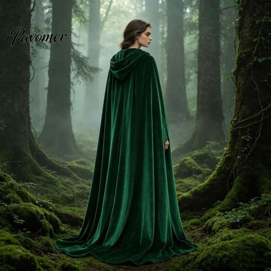 Theatrical Role Play Costume Unisex Adults Hooded Cloak, Velvet Vampire Wizard Cape, Renaissance Mysterious Witch Cape Medieval Halloween for Cosplay,