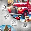 Vintage Red Truck Dogs Christmas Iron Wall Art Round Holiday Home Decor