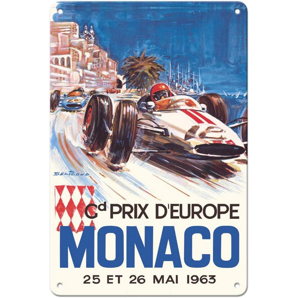 Decor Racing Vintage Metal Signs Tin Sign Monaco Grand Prix Racing Funny Poster Decor for Bar Pub Club Man Cave Wall Decoration