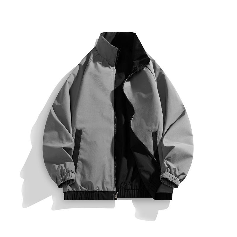 Jacket Men's Reversible Jacket Spring and Autumn New Korean Version Trend Versatile Top Men's Three-pole Stand-up Collar Jacket for Men