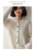 Women's Cashmere Cable-Knit Cardigan Sweater - Round Neck, Single-Breasted, Multi-Button, Loose Fit, Solid Color, Versatile Fall/Winter Style