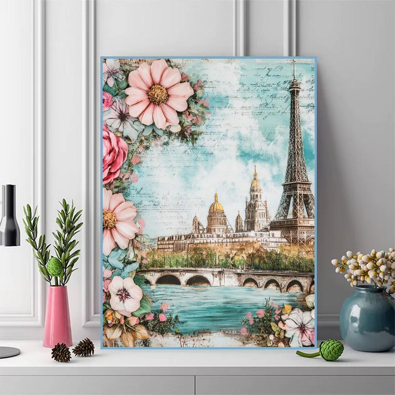 Eiffel Tower Art 100% Round Full Drill 5D DIY Diamond Painting Embroidery Cross Stitch Rhinestone Décor