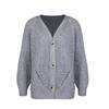 Women's V-Neck Buttoned Knit Cardigan - European & American Style Loose Casual Outerwear for Autumn & Winter