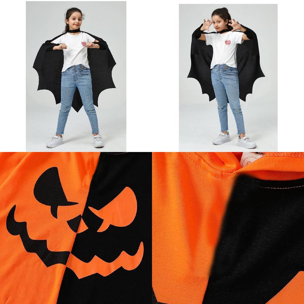 Halloween Costume Kids Pumpkin Bat Caped Cosplay With Polyester Fabric For Teen Adults