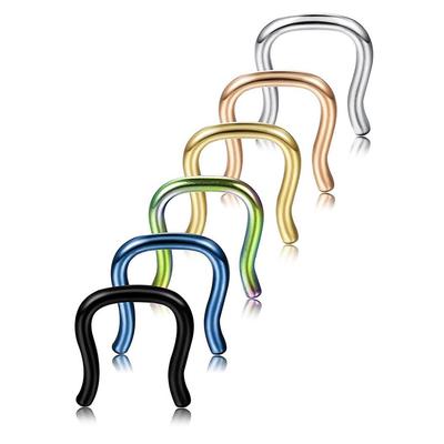 6Pcs 1/1.2/1.6mm 316L Surgical Steel U Shaped Nose Septum Hanger Retainer Ring