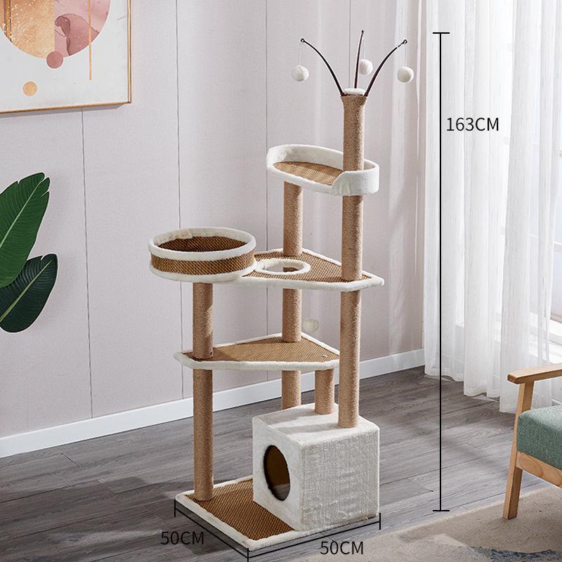 Solid Wood Cat Tree with Bed, Scratching Post, and Bubble Perch for Kittens
