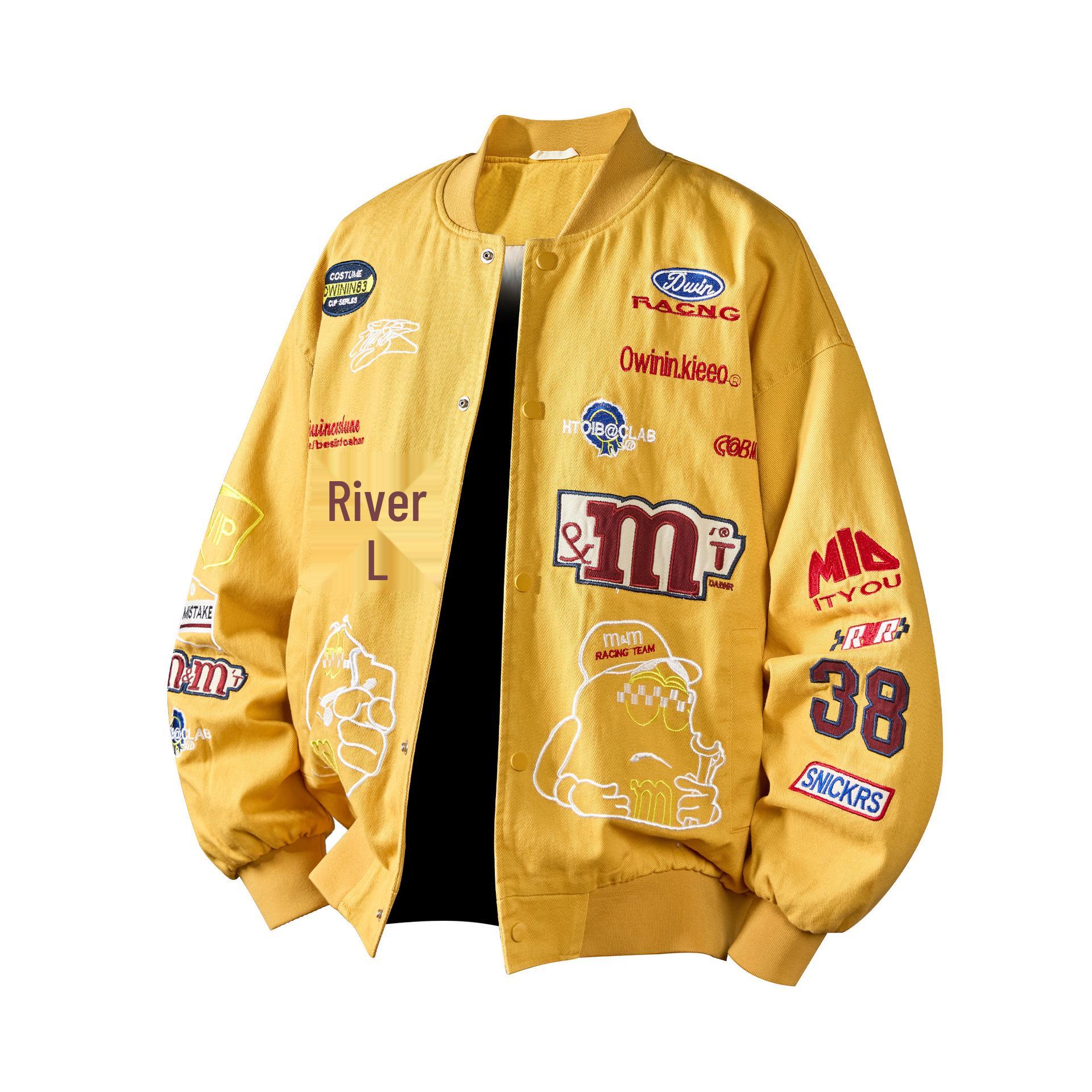 Men`s Retro Baseball Jacket - Loose
