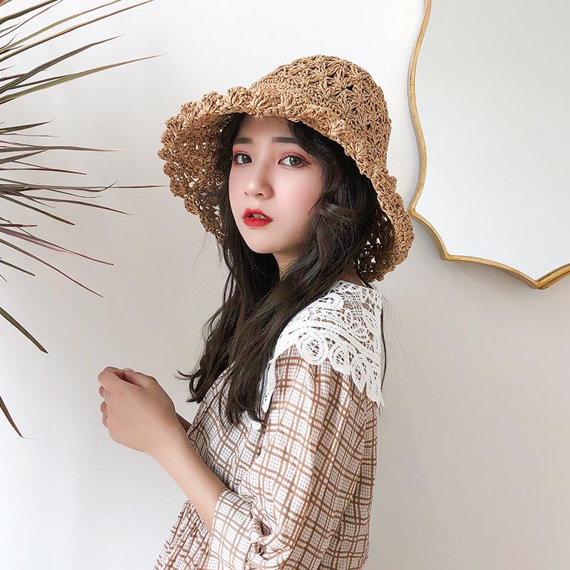 

Casual vacation hat women s simple small fresh straw hat foldable beach hat big edge versatile sun hat tide M（56-58cm） хаки