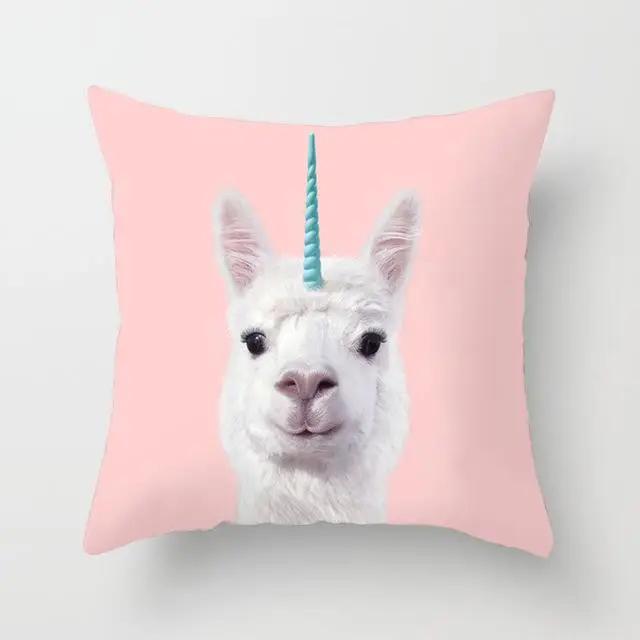 Juste de coussin de dessin animé pour la maison, taie d'oreiller décorative, animal, lama, alpaga, girafe, canapé, voiture, fête, Nairobi, Orn