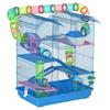 Hamster Cage, 5 Tier Carrier Habitat with Exercise Wheels Tunnel Tube Water Bottle Dishes House Ladder, Gerbil Cage for Dwarf Mice, Blue