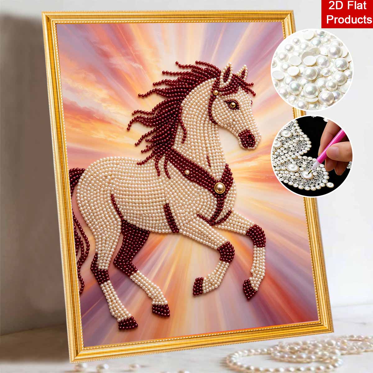 Horse Pearl Painting DIY Handmade Pearl Painting Art Elegant Gift Home Decoration 30x40