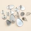 20pcs Stainless Steel 12mm 10x14mm 13x18mm 18x25mm Oval Stud Earring Cabochons Blank Base Setting Tray DIY Jewelry Accessories