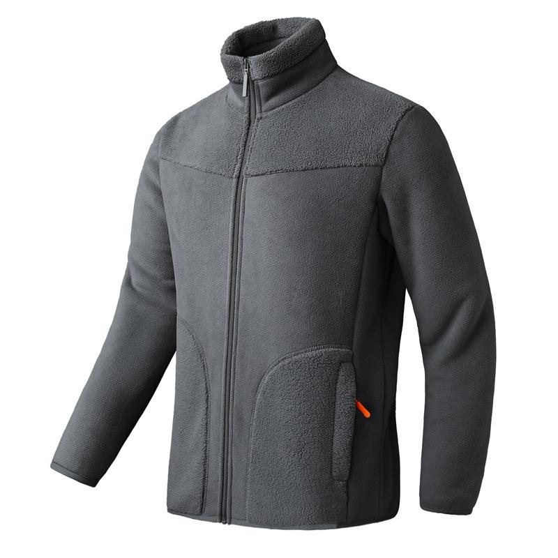Unisex Coral Fleece Sherpa Lined Jacket for Winter