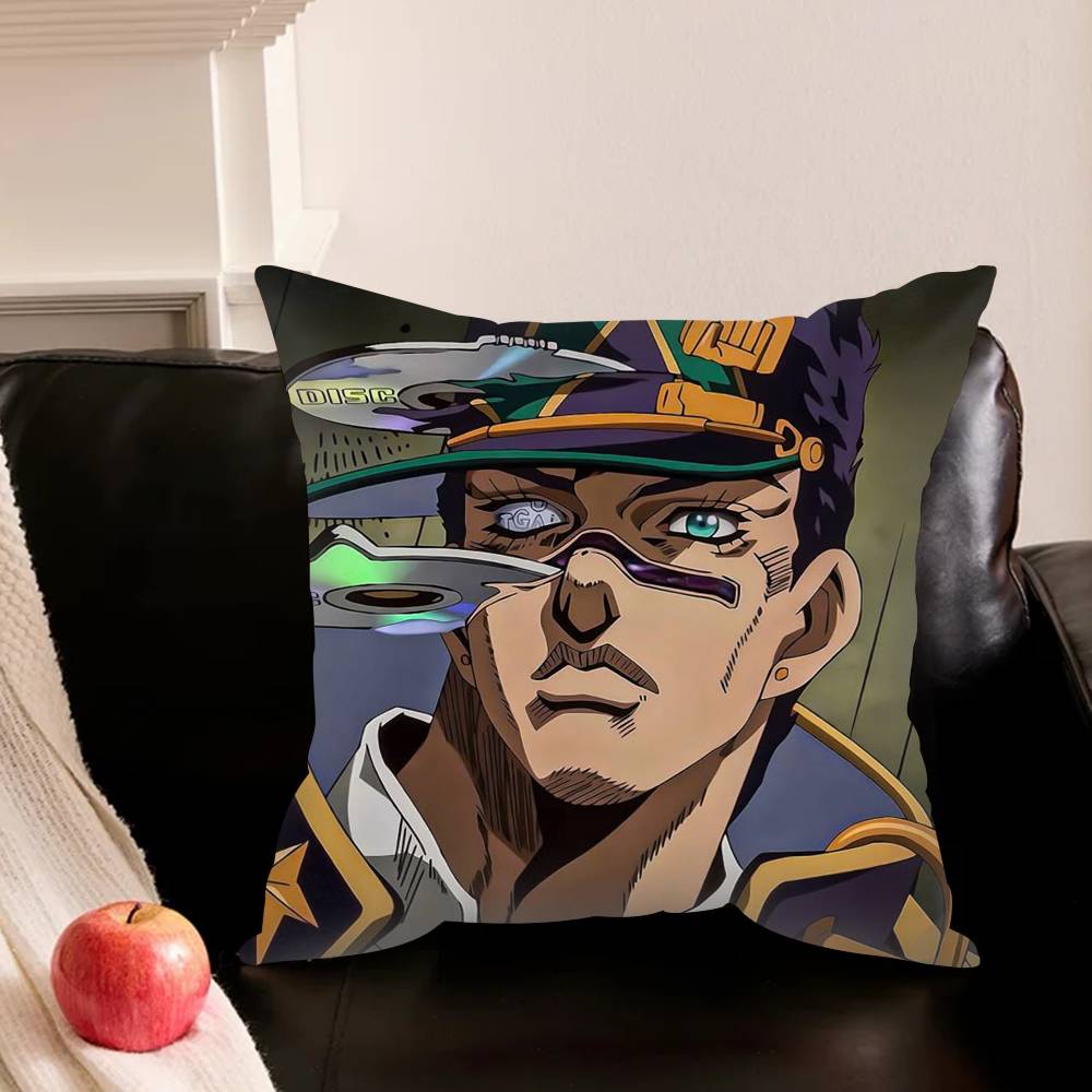 J-Jojo Kujo Jotaro Anime Various Sizes Square Pillowcase For Car Home Bedchamber Decor