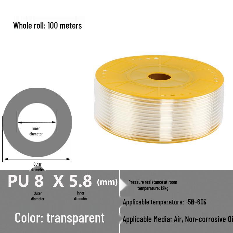 Transparent High-Pressure Pneumatic Air Hose: 8x4.5, 6x3.7, 9x6, 12x9 Sizes
