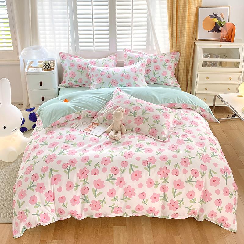 Flower Botanical Duvet Cover Set 3pcs Floral Bedding Set for Kids and Adults Comforter Covers Pillowcases, Washable Home Textil