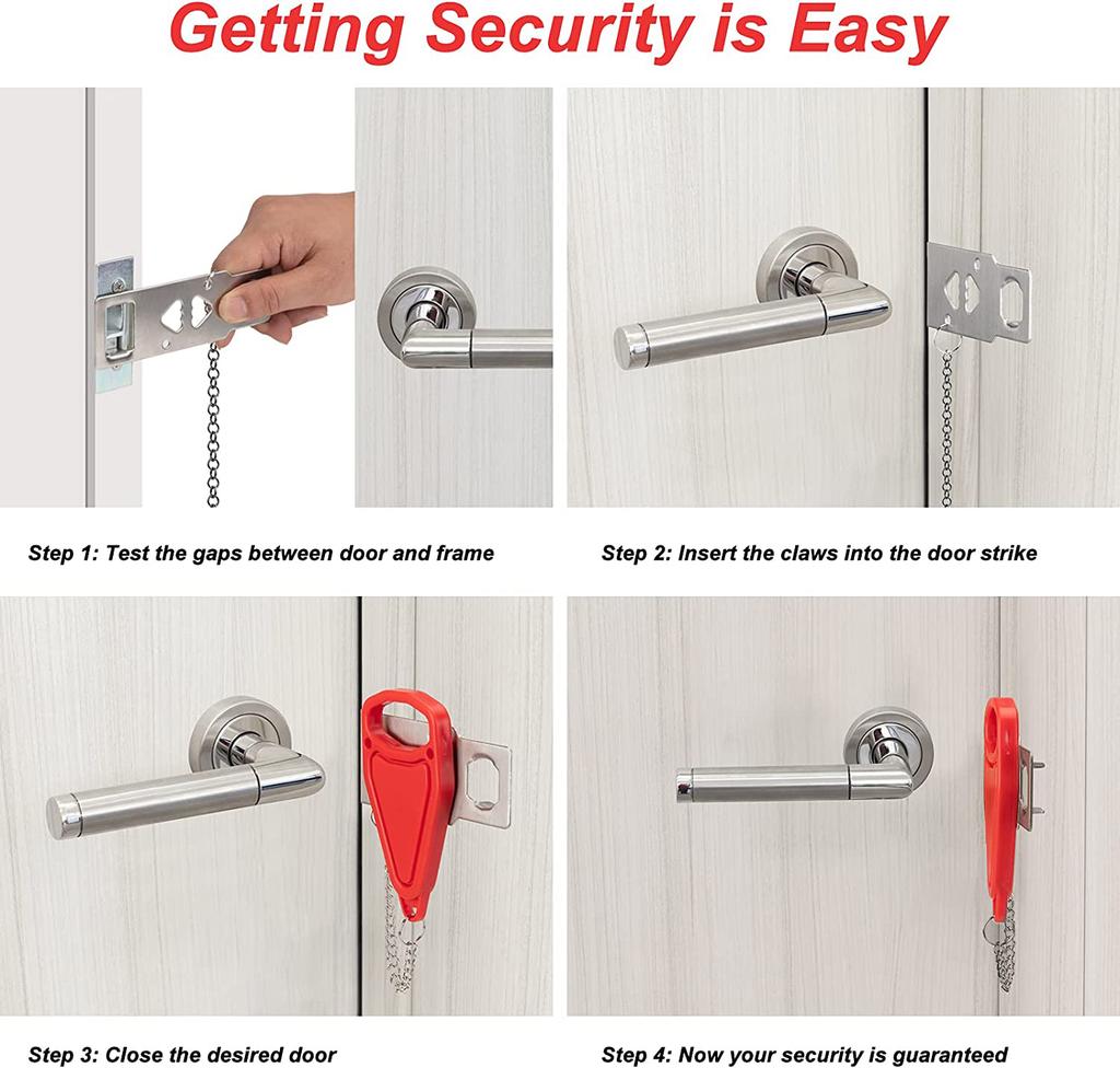 Additional Safety and Privacy for Apartment Home School Hotel Travel Lock Down Security Door Locker Padlock Portable Door Lock