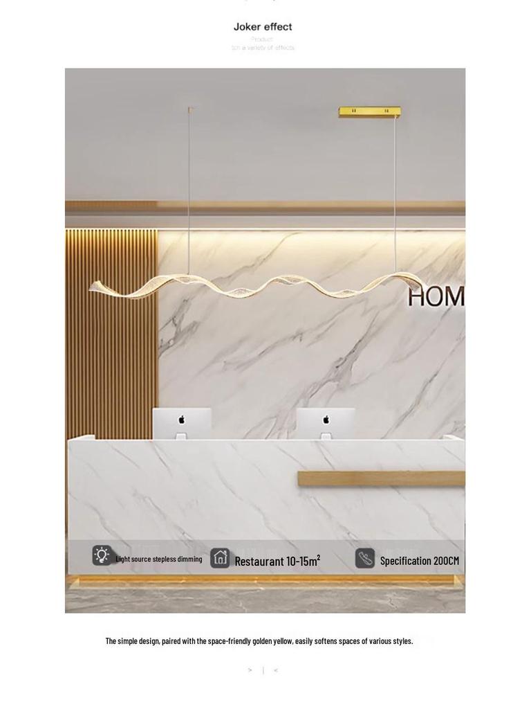 Wave Ribbon Minimalist Chandelier - Luxury Designer Light for Modern Hotel Bars and Restaurants