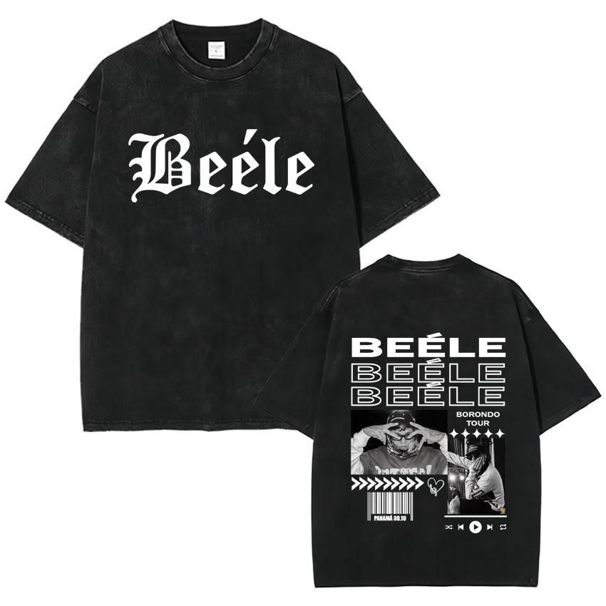 Rapper Beele Harajuku Album Vintage Washed Fashion TShirt Mens Oversized Tee Shirt Cozy Crewneck Short Sleeve T Shirt Fans Gift