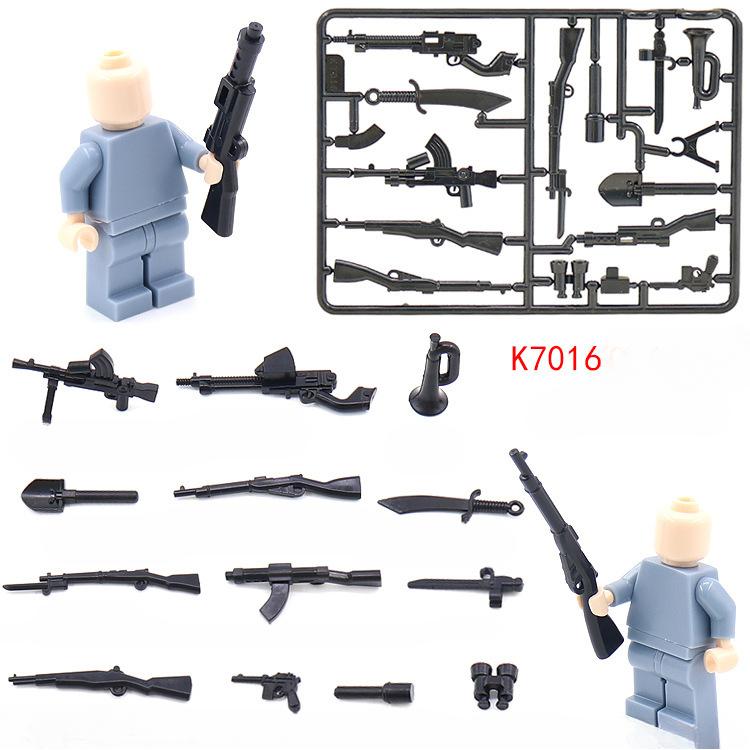 Military Building Block Doll Accessories Weapon Pieces Rifle Machine Gun Parts Toy Assembly