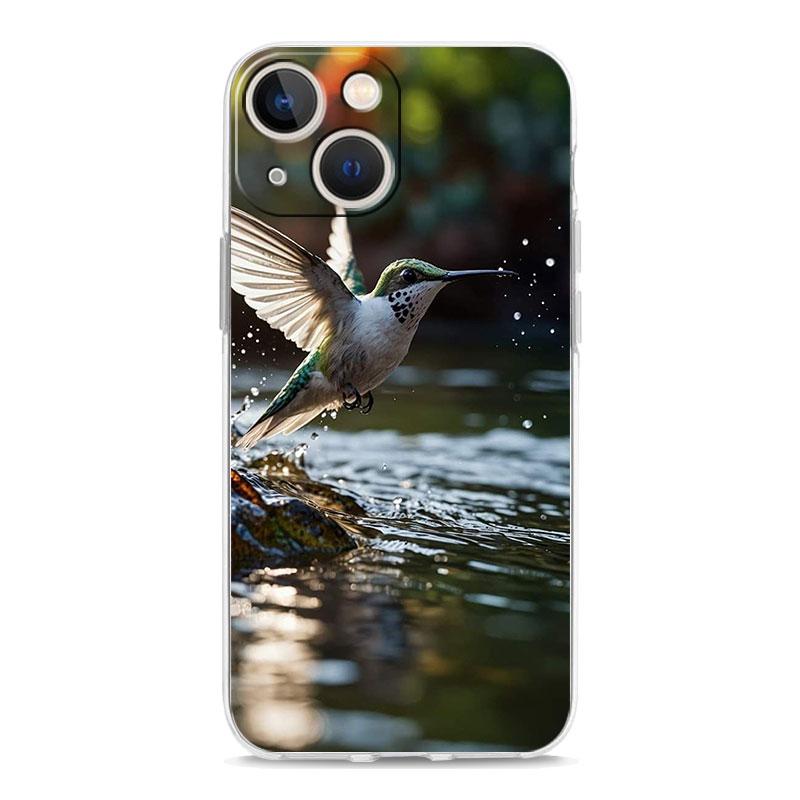 Phone Case For iPhone 16 Cases iPhone 15 12 13 14 16 Pro Max X XR XS Max 15 Plus 16Pro iPhone11 Clear Soft Cover Hummingbird