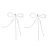 Retro Trend Imitation Pearl Earrings Niche Irregular Bow Chain Fringed Beaded Stud Earrings Women