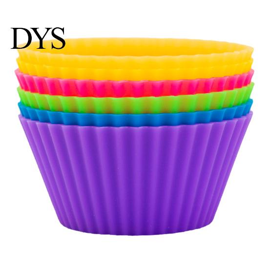Round Cake Mold 6Pcs Silicone Muffin Egg Tart Baking Cups Non-Stick Food-Grade for Oven Microwave & Freezer Easy-Release Reusable Cupcakes Bread Cream
