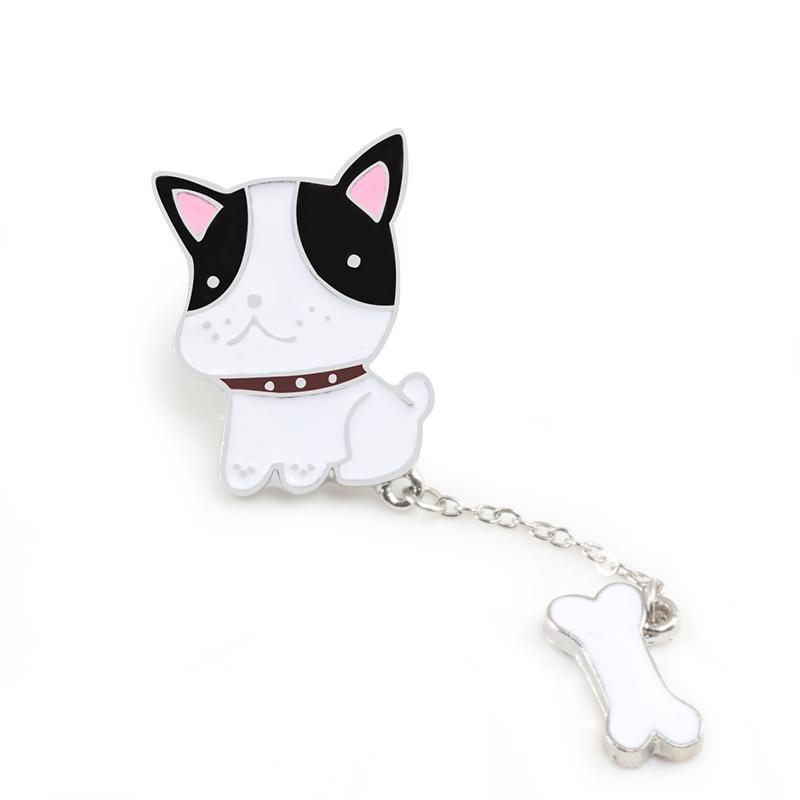 

Cute Dog Cat Chain Brooches Animal Bulldog Fish Enamel Pins Badge Jackets Backpack Pin Accessories Jewelry Gift For Friends Kids