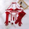 Women's Sexy Lingerie Set Red Shaping Bra Set Lingerie Set With Sheer Stockings & Gloves