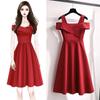 Women's V Neck Short Sleeve Midi Dress Loose Fit High Waist Casual A-Line Dress Solid Color Irregular Off Shoulder Summer Plus Size Dress