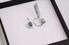 Silver Earrings with Blue Cubic Zirconia on a Hook