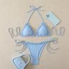 1011 new tube top striped split swimsuit three-point beach vacation bikini quick-drying bikini
