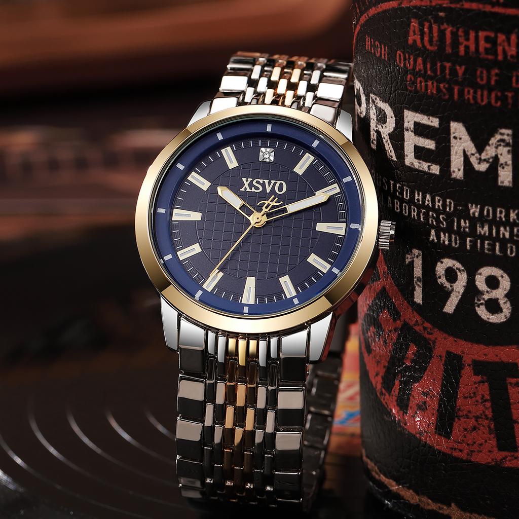 Business Style Men's New Round Large Dial Steel Strap Quartz Watch High-end Atmosphere Birthday Gift.