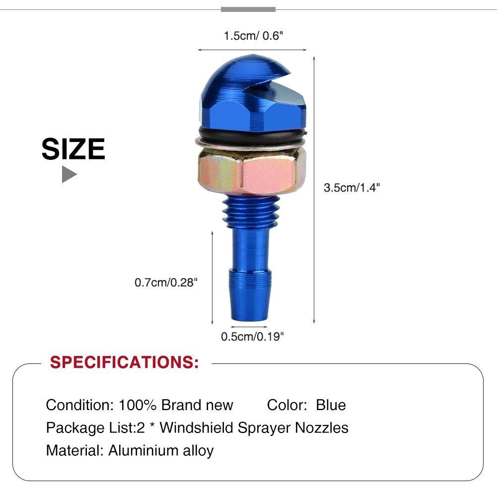 Car Washer Nozzle, General Purpose, Washer Nozzle, Qiilu Windshield Washer Nozzle, Window Wiper Nozzle, Aluminum Alloy, Pack of 2 (Blue)